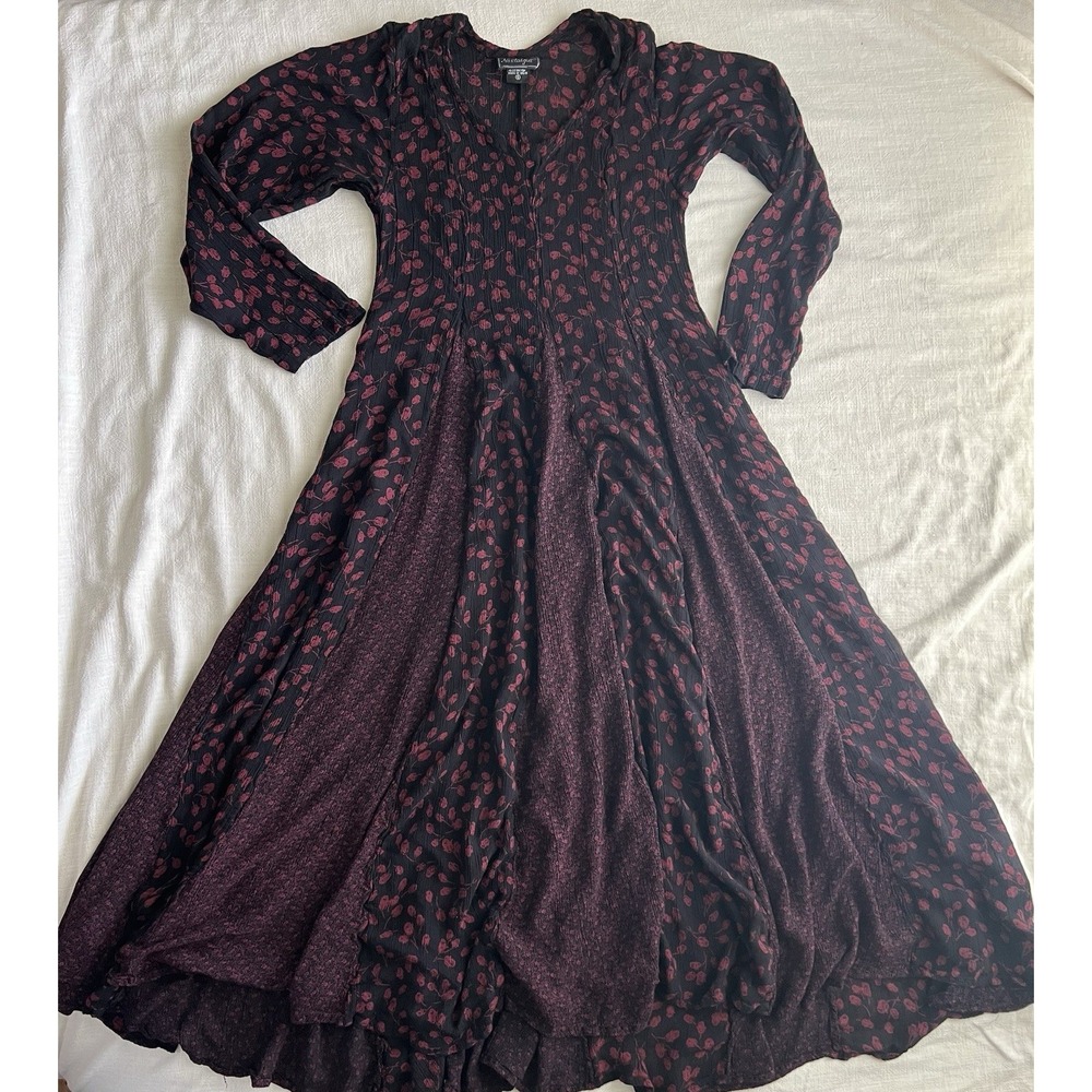 VTG Nostalgia Fairycore Whimsygoth Grunge Boho Cottage Dress Floral Rayon Small